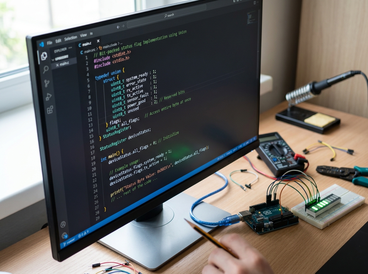 Bit-packed status flag implementation using Unions