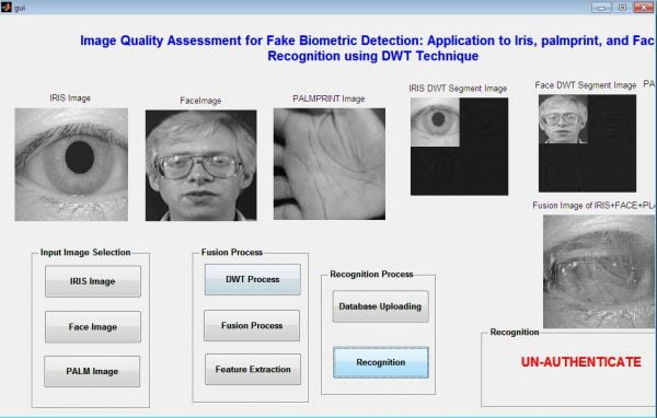 Fake Biometric Detection using DWT Technique with Secret Key Analysis Matlab 11