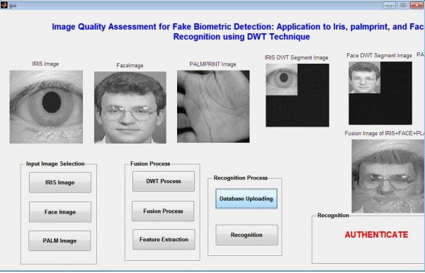 Fake Biometric Detection using DWT Technique with Secret Key Analysis Matlab 5