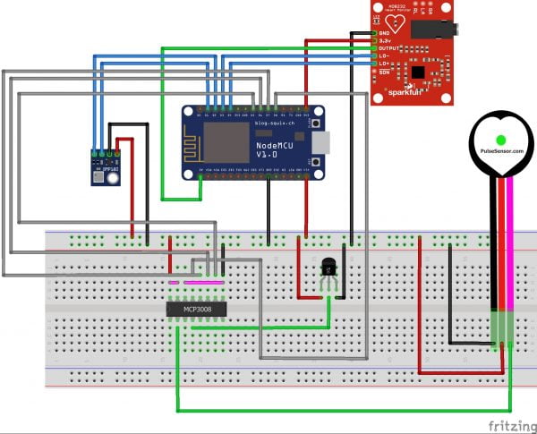 Smart band for Monitoring Health Service Node MCU 1