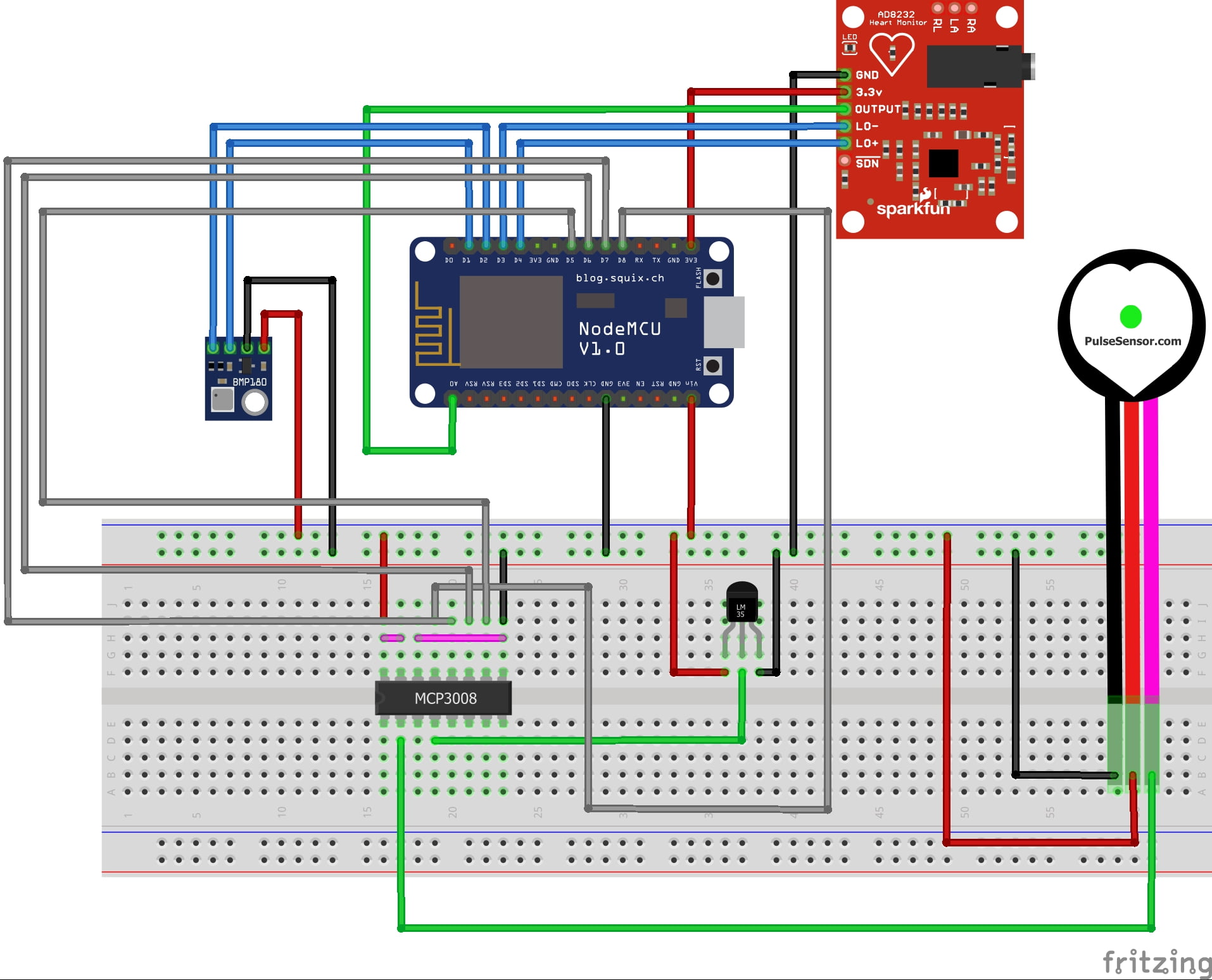 Smart band for Monitoring Health Service Node MCU